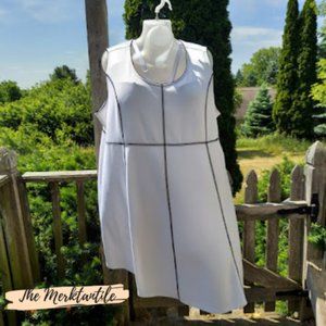 Catherines Zipper Sleeveless White and Black Lining Dress - Womens Plus Size 4X